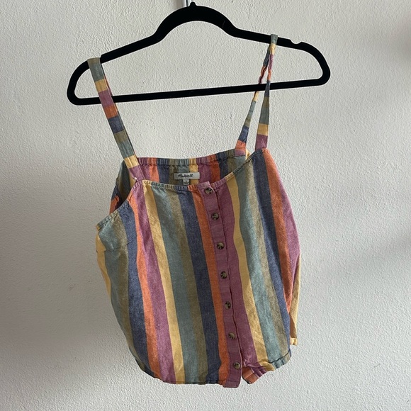 Madewell Large Rainbow Stripe Button-Front Tank Top - Picture 2 of 7
